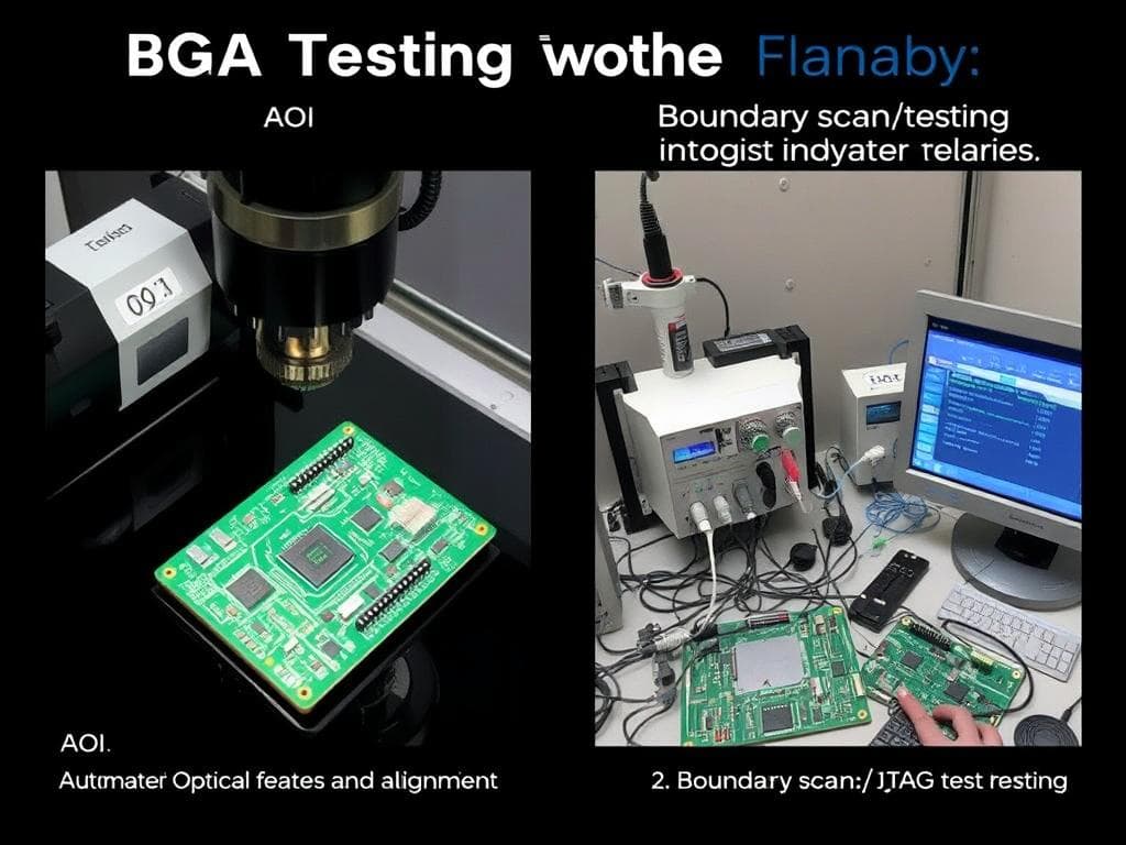 Automated optical inspection and boundary scan testing for BGA components