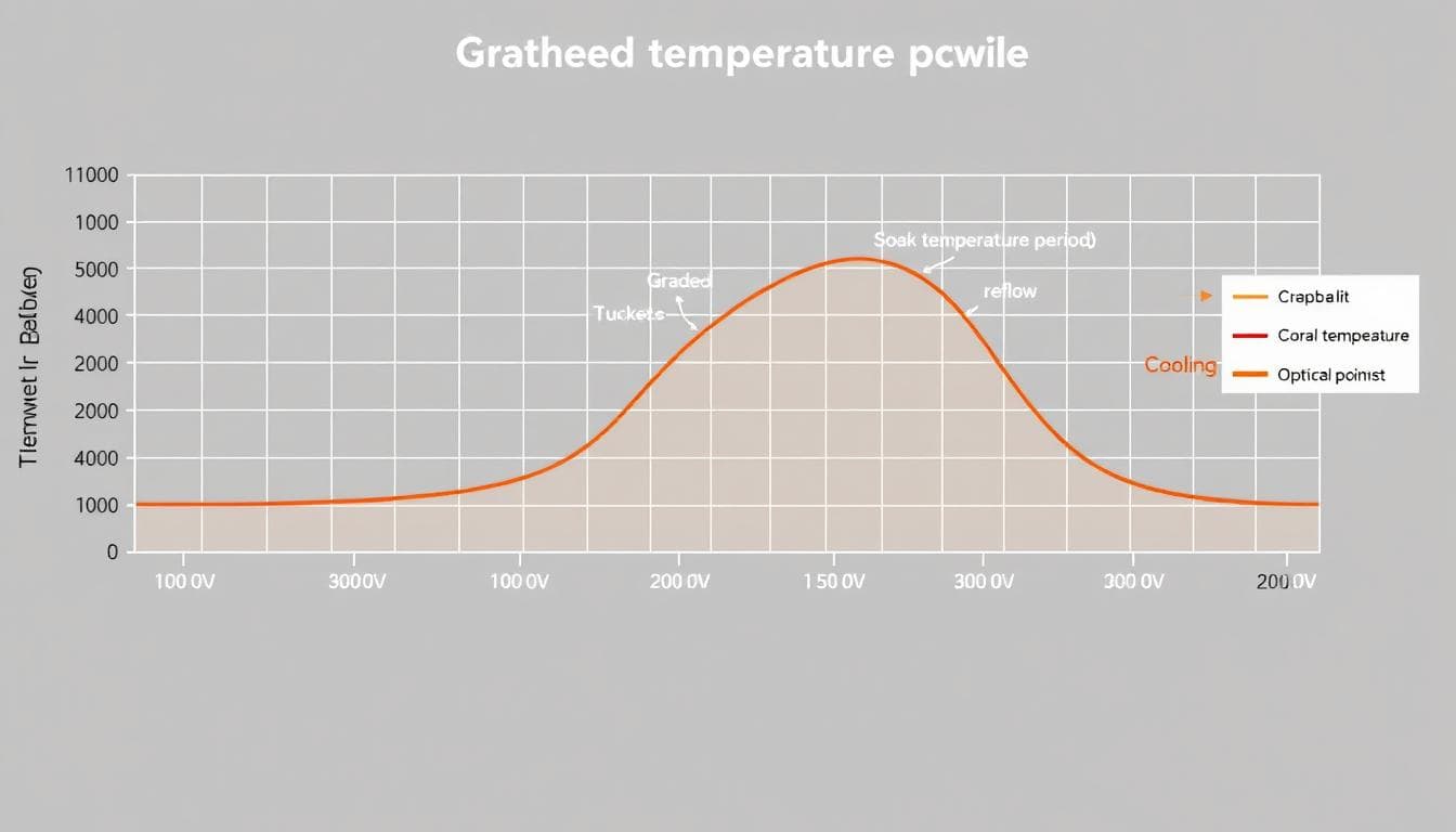 BGA reflow soldering temperature profile showing preheat, soak, reflow and cooling zones