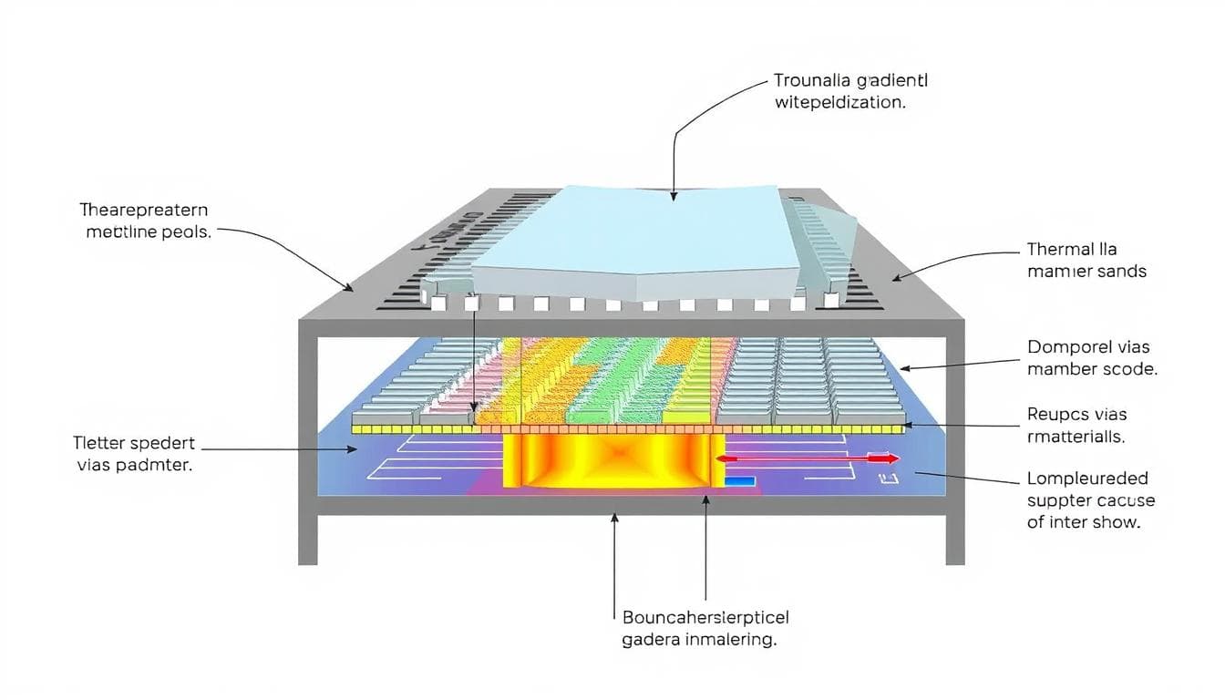 Thermal management solutions for BGA components showing heat sinks and thermal vias